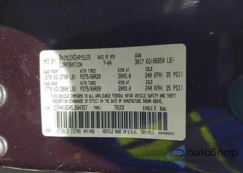 2005 Dodge Ram 1500 Slt/Laramie из США, поврежденный, VIN 1D7HA18D05J504357